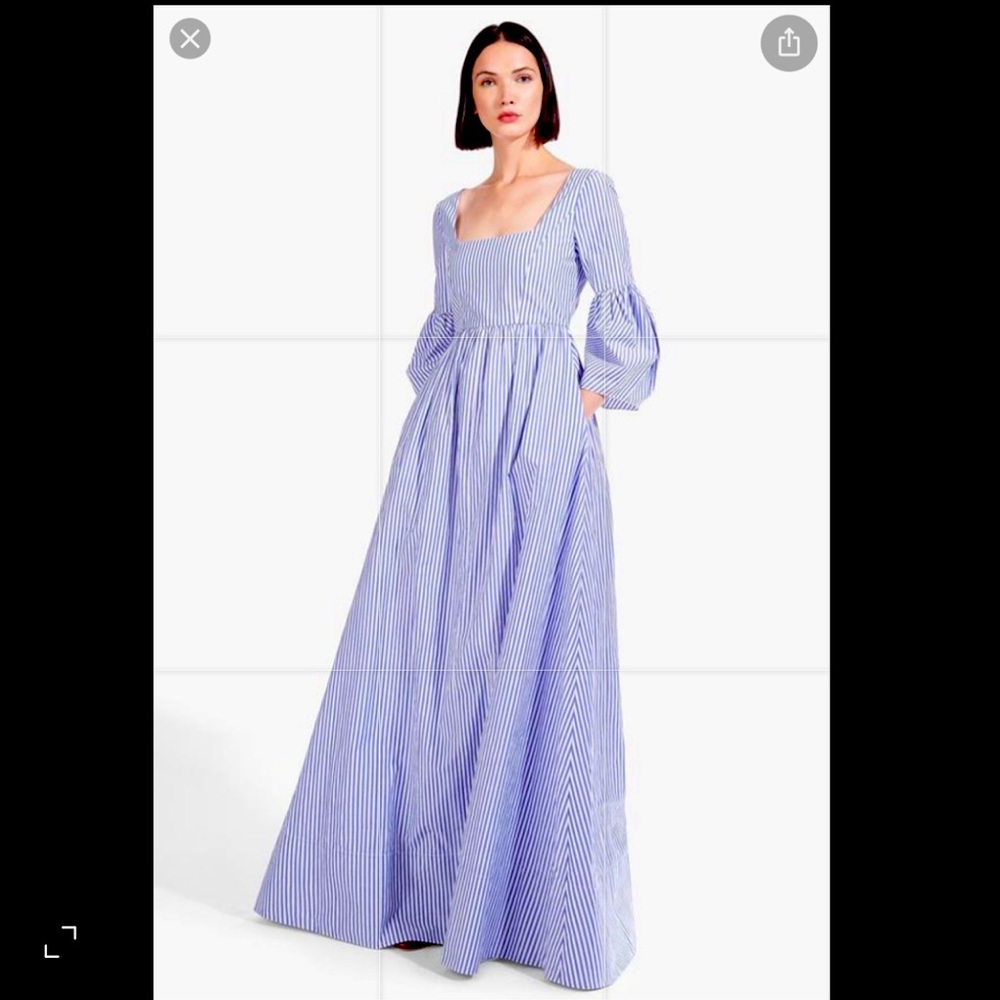 Staud blue white stripe plumeria dress